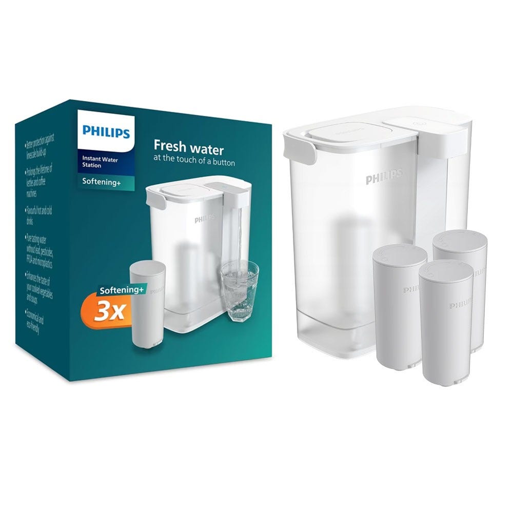 Caraffa filtrante istantanea + Filtri dell'acqua addolcenti Philips Micro X-Clean  (3 pezzi) AWP2980WHS3
