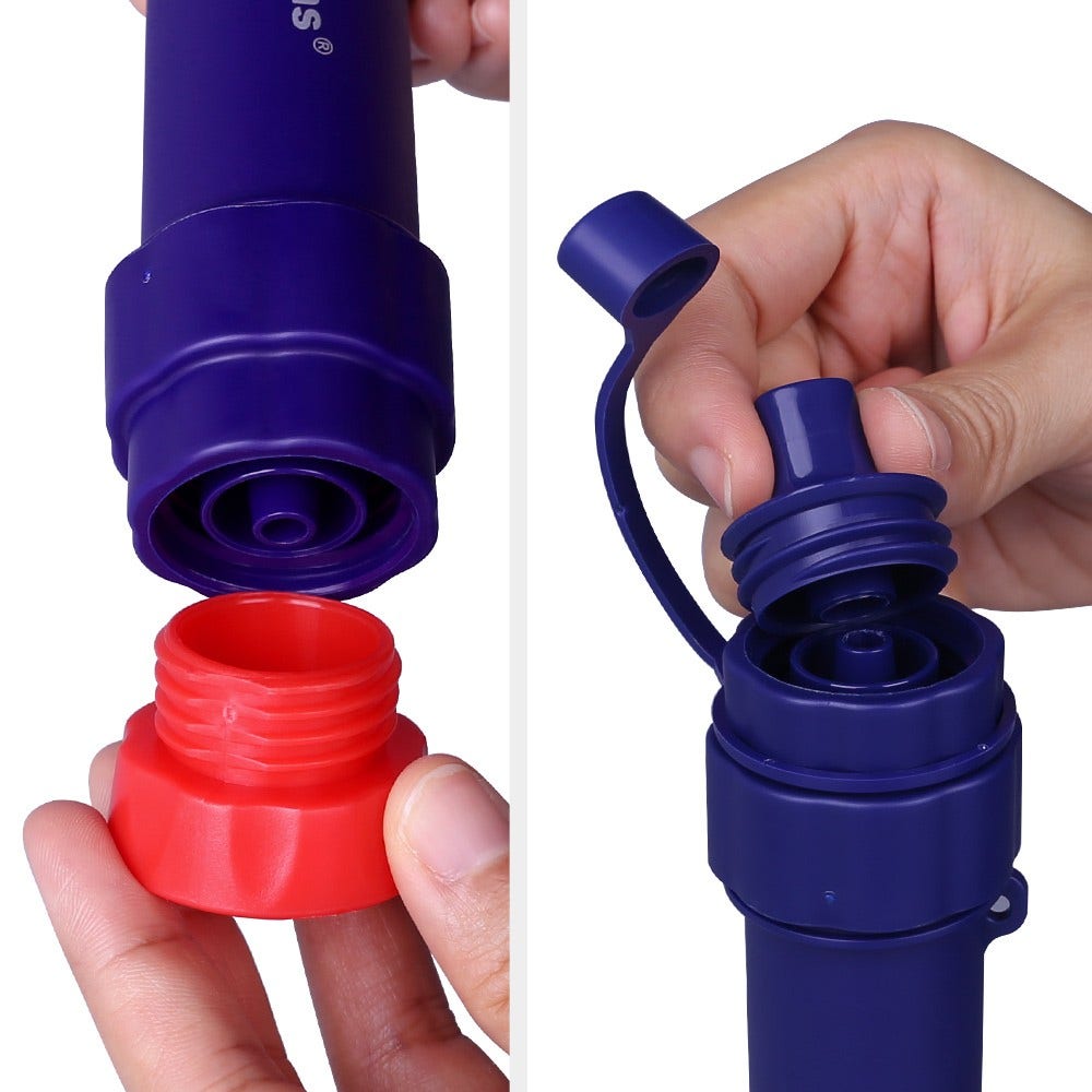 Filtro acqua da esterno + sacca dell'acqua comprimibile (0,65L) (Kit 3 pz.)