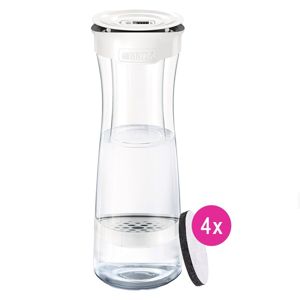 BRITA Caraffa filtrante per acqua Fill&Serve Mind + 4 filtri per acqua MicroDisc (filtra PFAS)