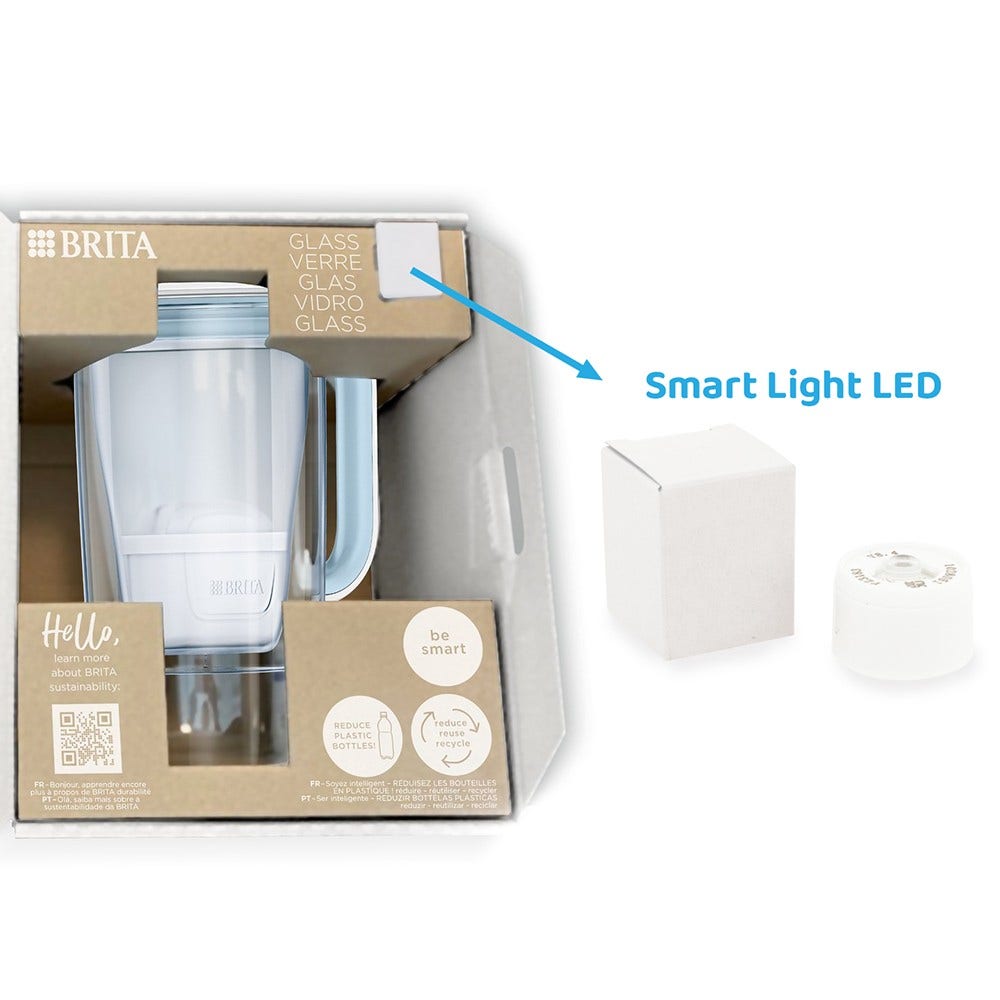 BRITA Caraffa filtrante 2.5L in vetro + 7 Filtri acqua MAXTRA PRO (filtra PFAS)