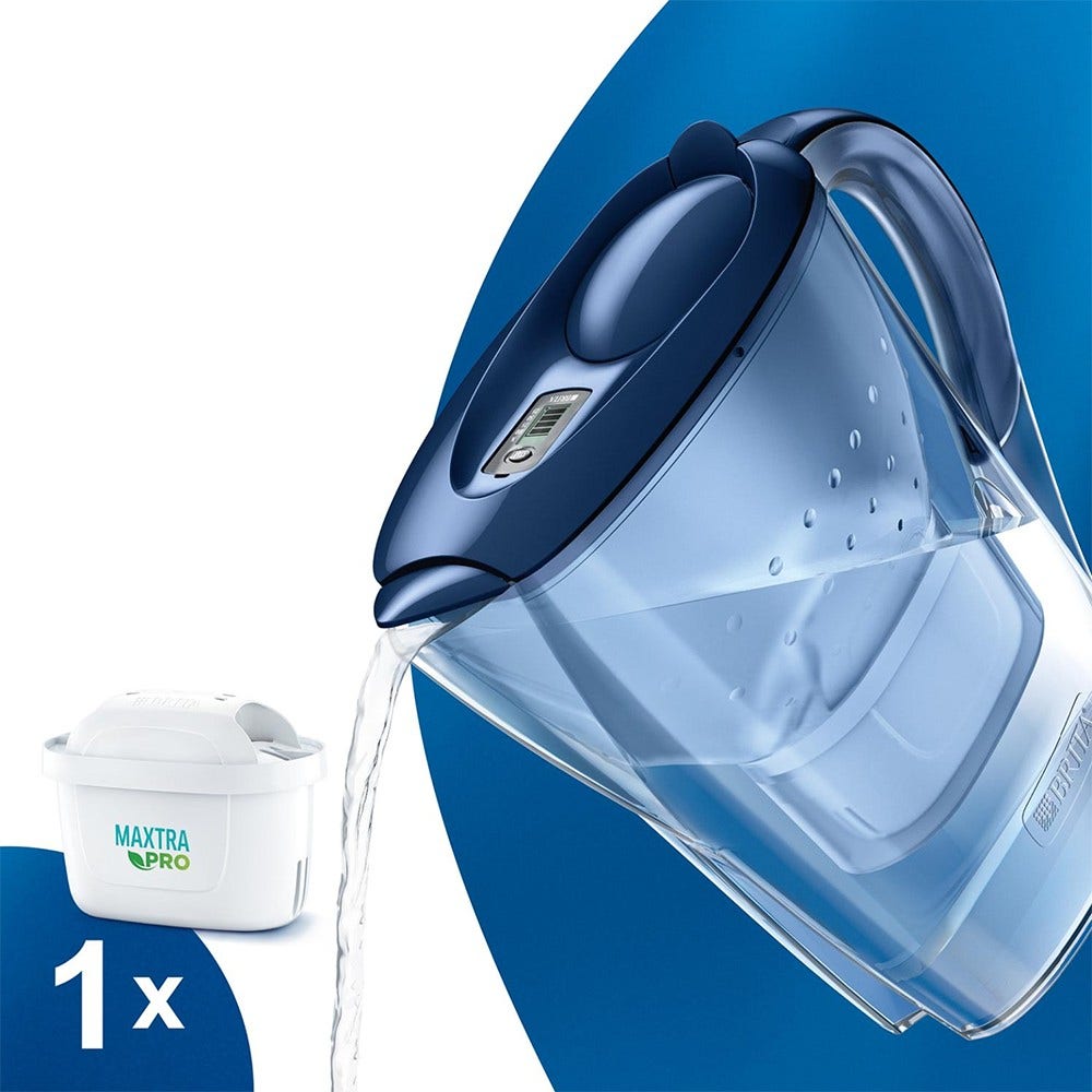 BRITA Caraffa filtrante 2.4L Marella Blu + Filtro MAXTRA PRO 1051119 (filtra PFAS)