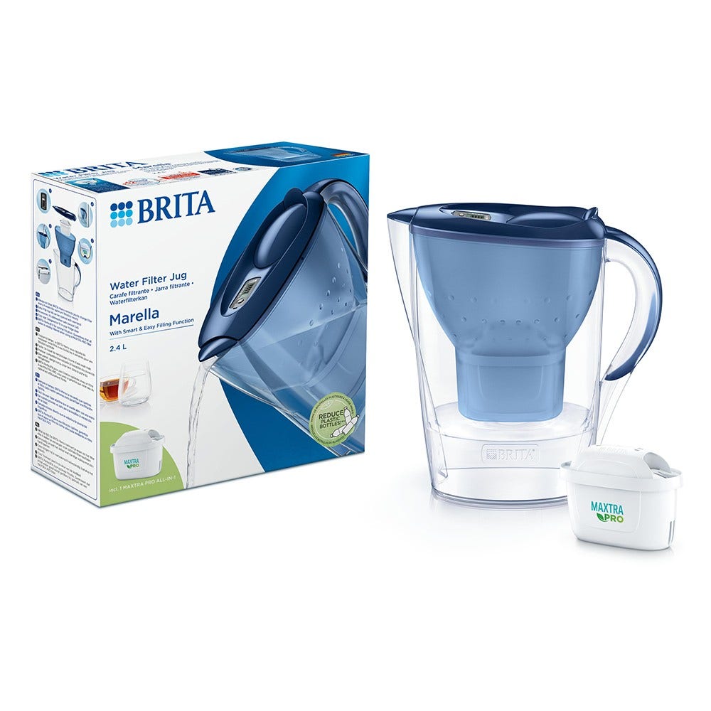 BRITA Marella Caraffa filtrante blu + filtro MAXTRA PRO 1051119 (filtra PFAS)