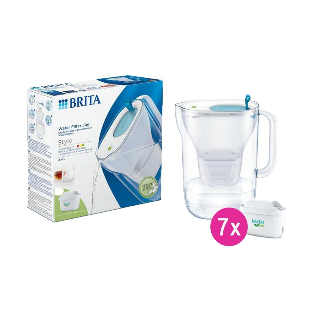 BRITA Style Caraffa filtrante per acqua + 7 filtri MAXTRA PRO (filtra PFAS)