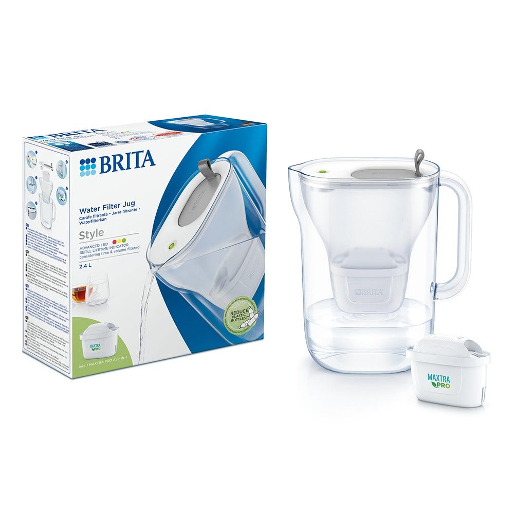 BRITA Style Caraffa filtrante per acqua 2.4L + Filtro per acqua MAXTRA PRO 1051125 (filtra PFAS)