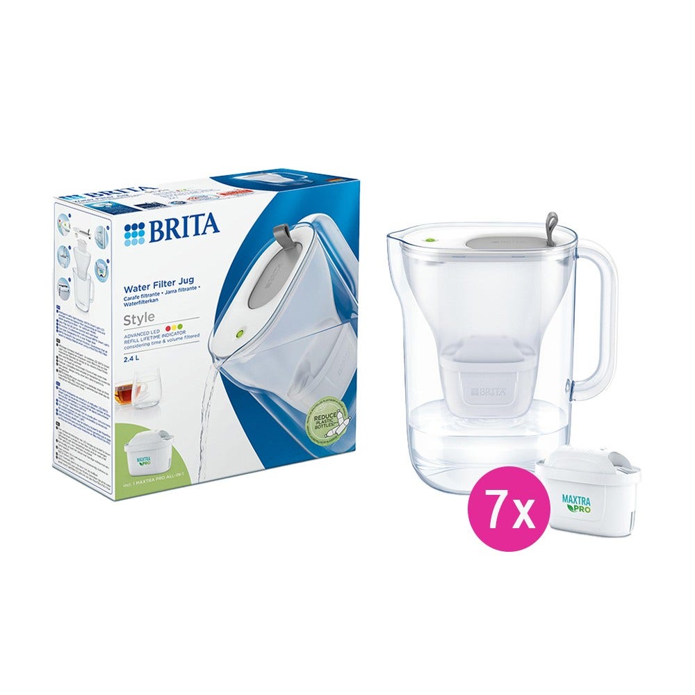 BRITA Style Caraffa filtrante per acqua + 7 filtri MAXTRA PRO (filtra PFAS)