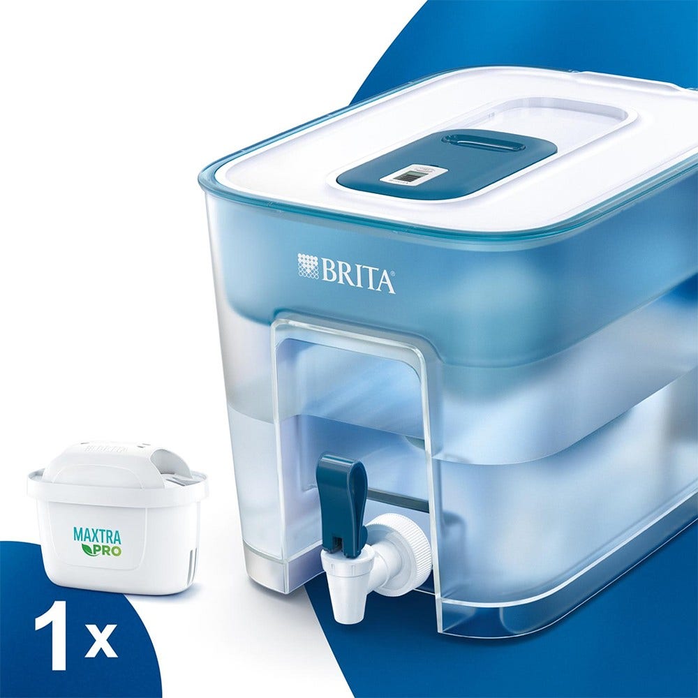 BRITA Stazione di filtraggio dell'acqua 8.2L Flow Basic Blue + 1 Filtro MAXTRA PRO (filtra PFAS)