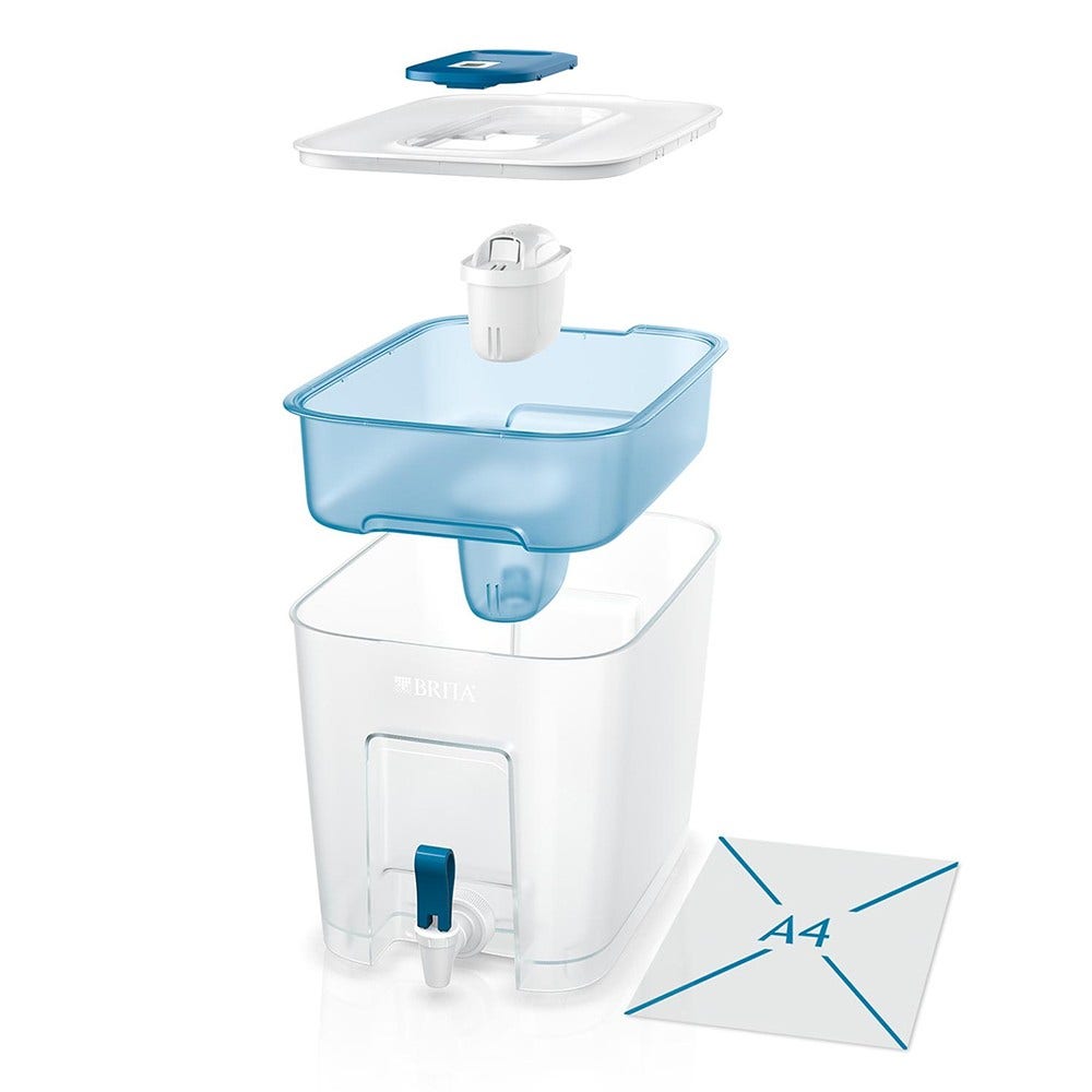 BRITA Stazione di filtraggio dell'acqua 8.2L Flow Basic Blue + 1 Filtro MAXTRA PRO (filtra PFAS)