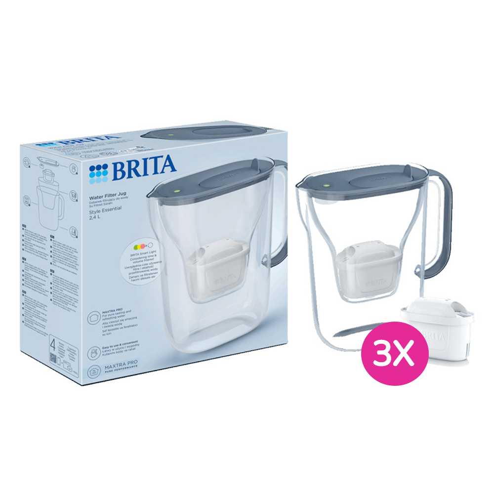 Caraffa filtrante BRITA Style Essential blu pietra + 3 filtri BRITA MAXTRA PRO 1058103