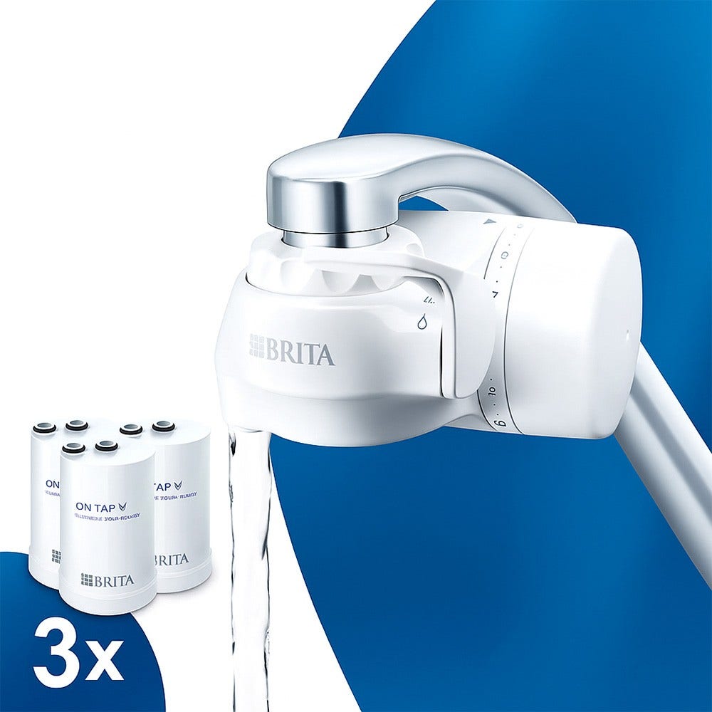BRITA Sistema di filtraggio dell’acqua ON TAP V >60 micron + 3 Cartucce filtranti
