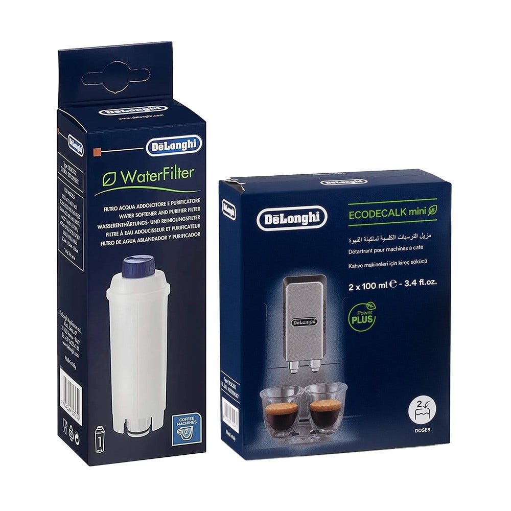 De'Longhi Kit manutenzione per macchina caffè Filtro per acqua + Decalcificante (2x100ml)