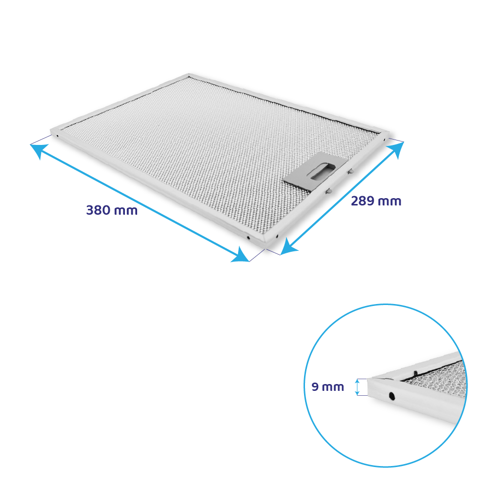 Filtro metallico antigrasso 380x290mm compatibile con Elica GF03RB