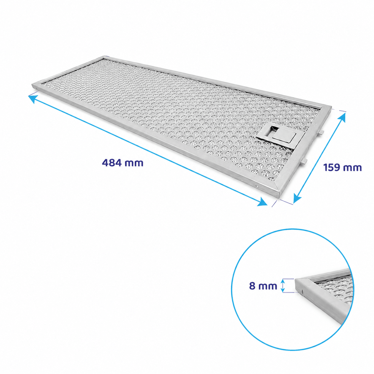 Filtro metallico antigrasso 484x159mm compatibile con Elica GF043C
