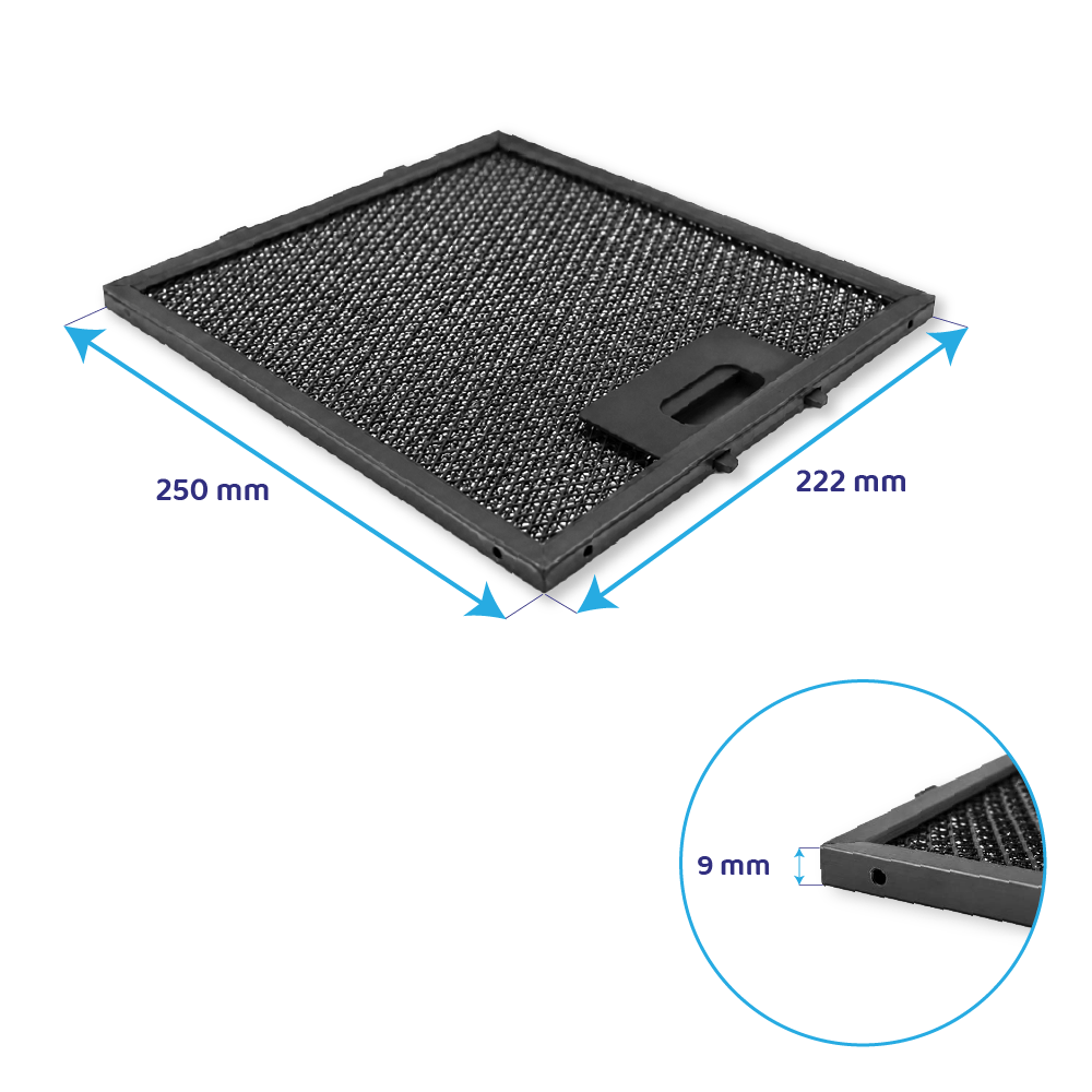 Filtro metallico antigrasso 250x222mm compatibile con Elica MINI OM Wh/F/55 / GF06WD