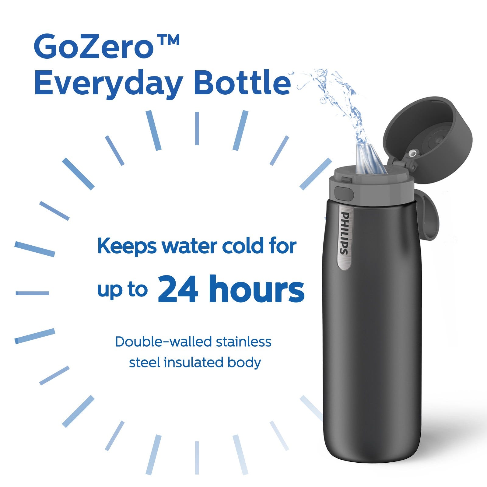 Philips Borraccia filtrante termica (550 ml) GoZero Daily Grigio AWP2771GRR