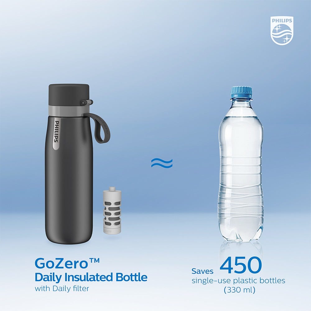 Philips Borraccia filtrante termica (550 ml) GoZero Daily Grigio AWP2771GRR