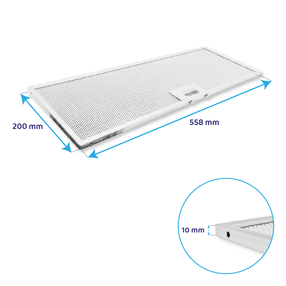 Filtro metallico antigrasso 558x200mm compatibile con Elica BOXIN IX/A/56 / BOXIN IX/A60