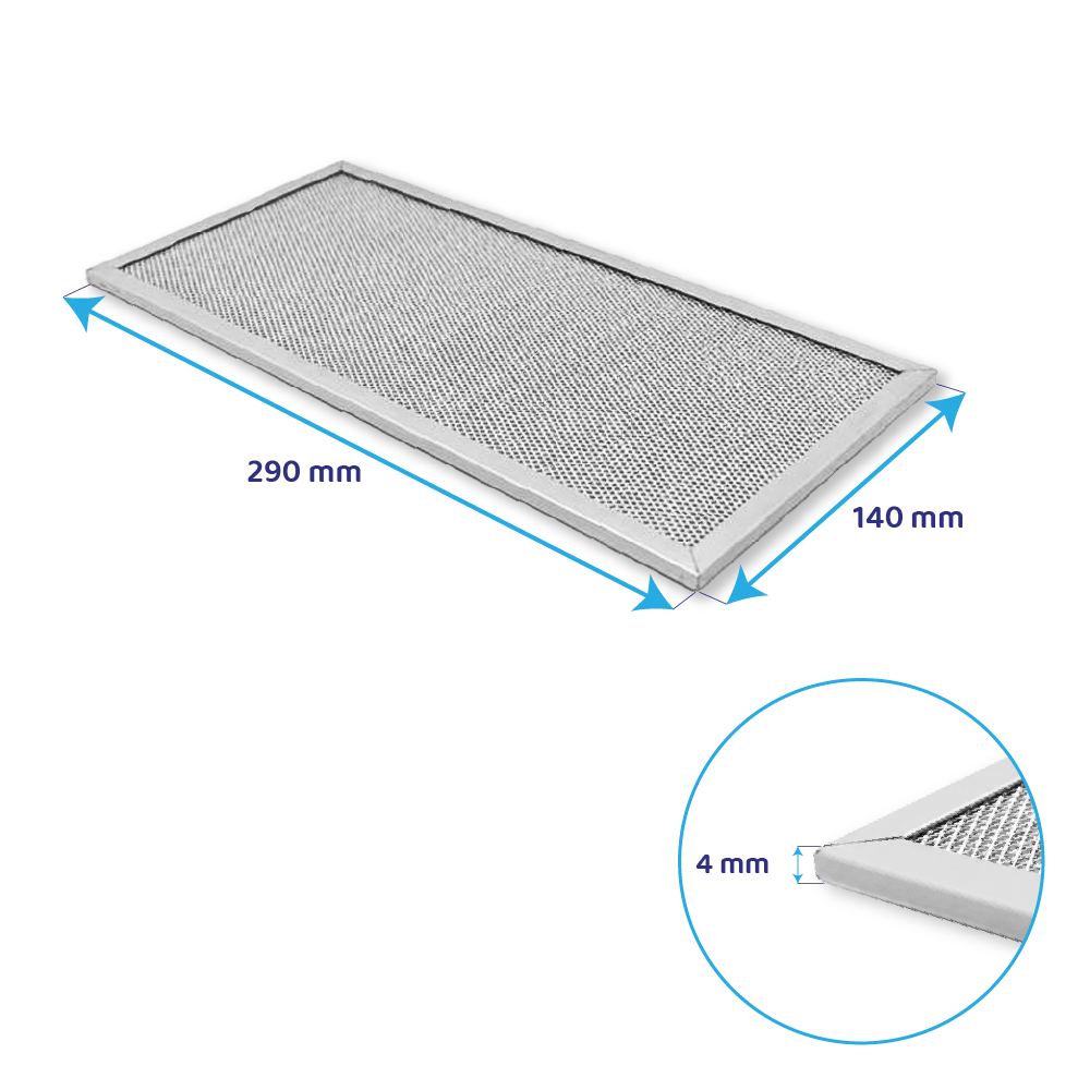 Filtro metallico antigrasso 290x140mm compatibile con Elica PANDORA... / GRI0122492