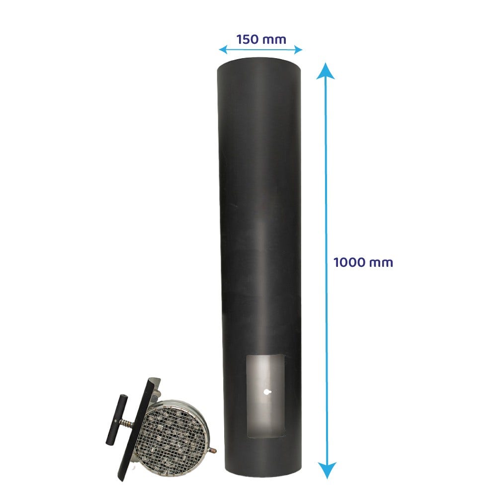 ABCAT® Filtro fumi per stufa a legna Ø150x1000x2mm Acciaio Inox