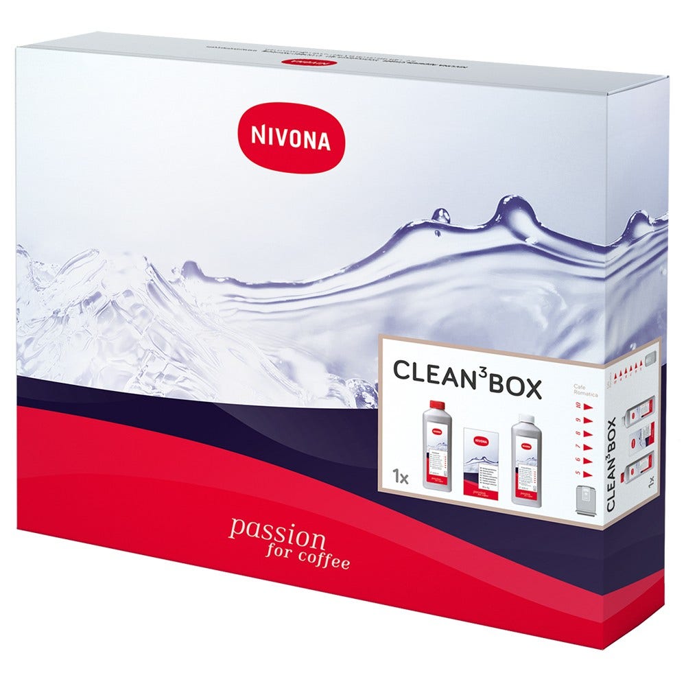 Nivona Kit manutenzione CLEAN³BOX Decalcificante + Pastiglie per pulizia + Detergente per sistema latte