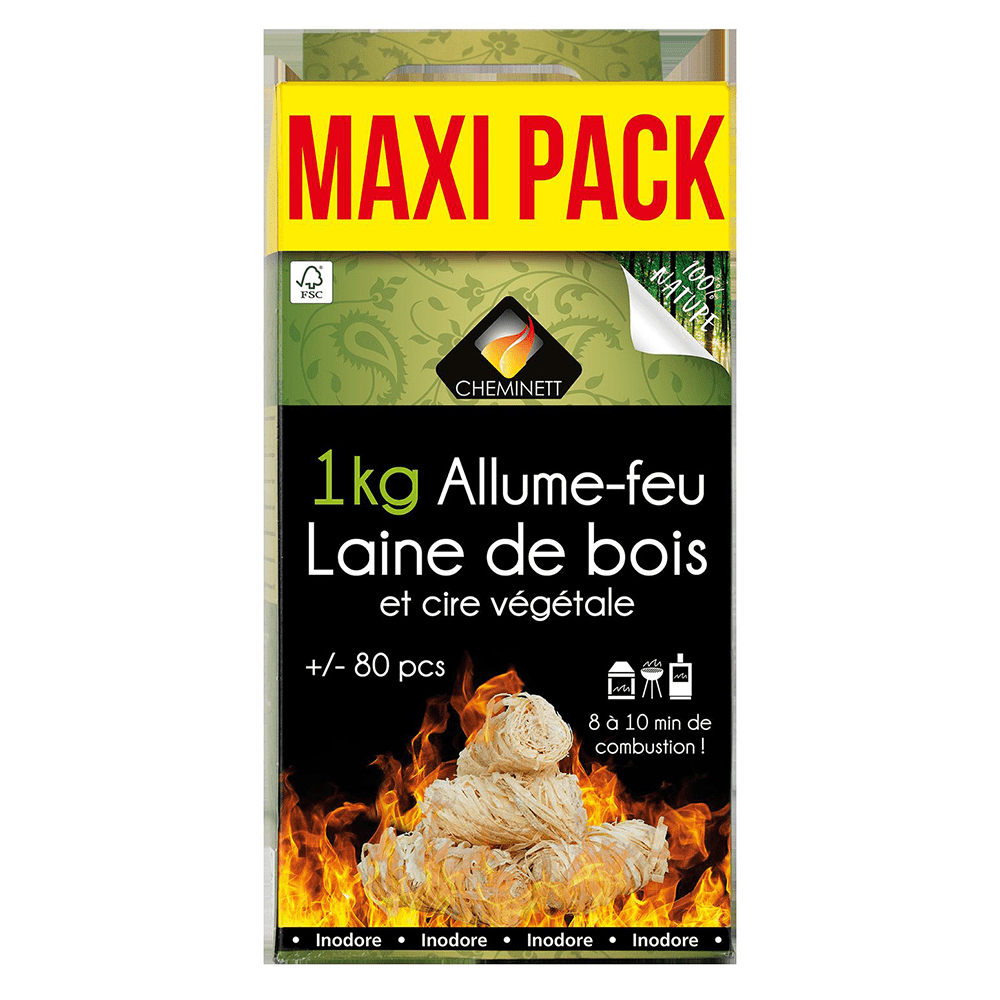 Accendifuoco in lana di legno 1 kg Cheminett – 100 % naturale