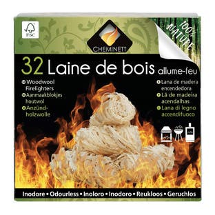 Lana di legno Cheminett accendifuoco 100% naturale x32 pezzi