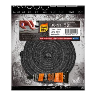 Guarnizione per stufa Pyrofeu tonda Ø 6 mm - 2,5 m + Colla PF-4921