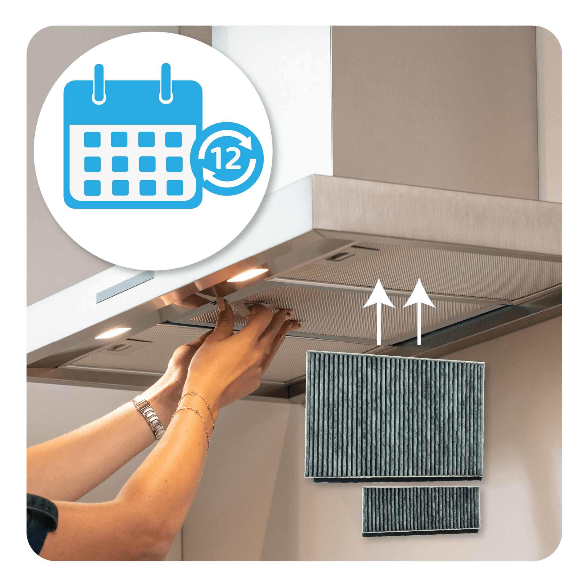 Filtro a carboni attivi (2 pz.) compatibile con Junker CleanAir Plus JD66LF60 / JD68LF60 / JD69LF60
