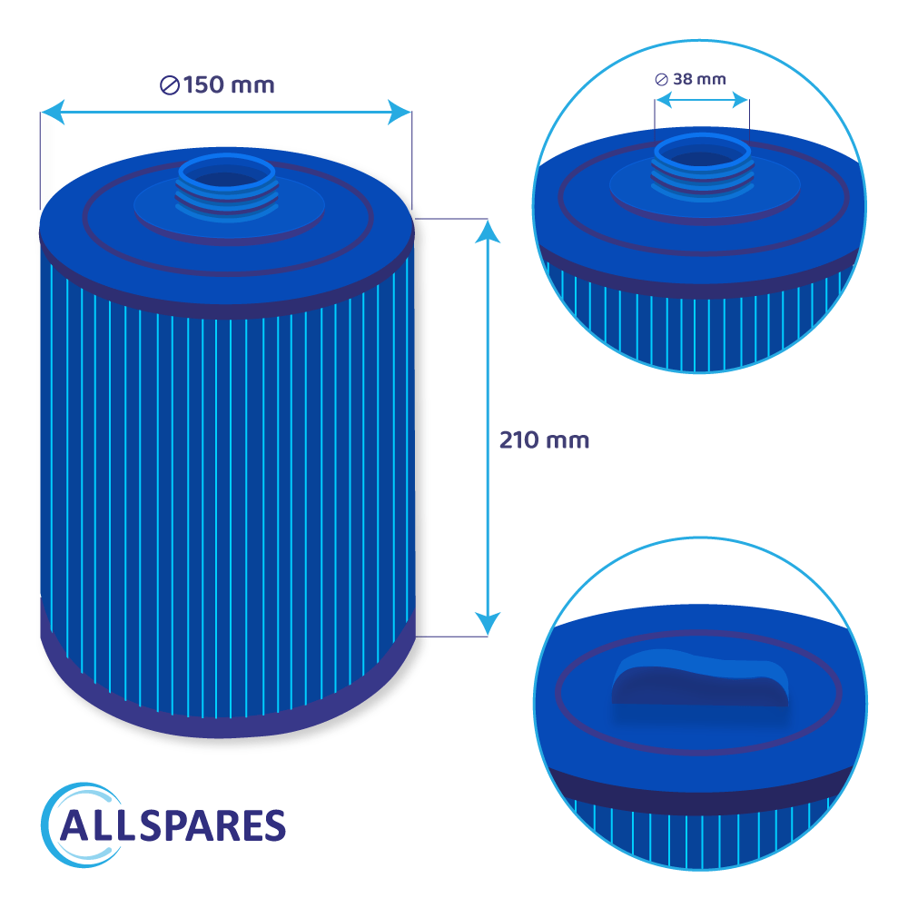 Filtro a cartuccia per minipiscina compatibile con PWW50P3-M / 60401M / SC714-S (antibatterico)