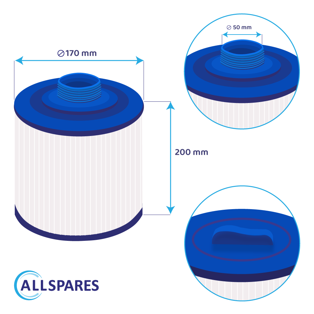 Filtro a cartuccia per minipiscina compatibile con Artesian PAS50SV-F2M / SC720 / 60506 / 6CH-502