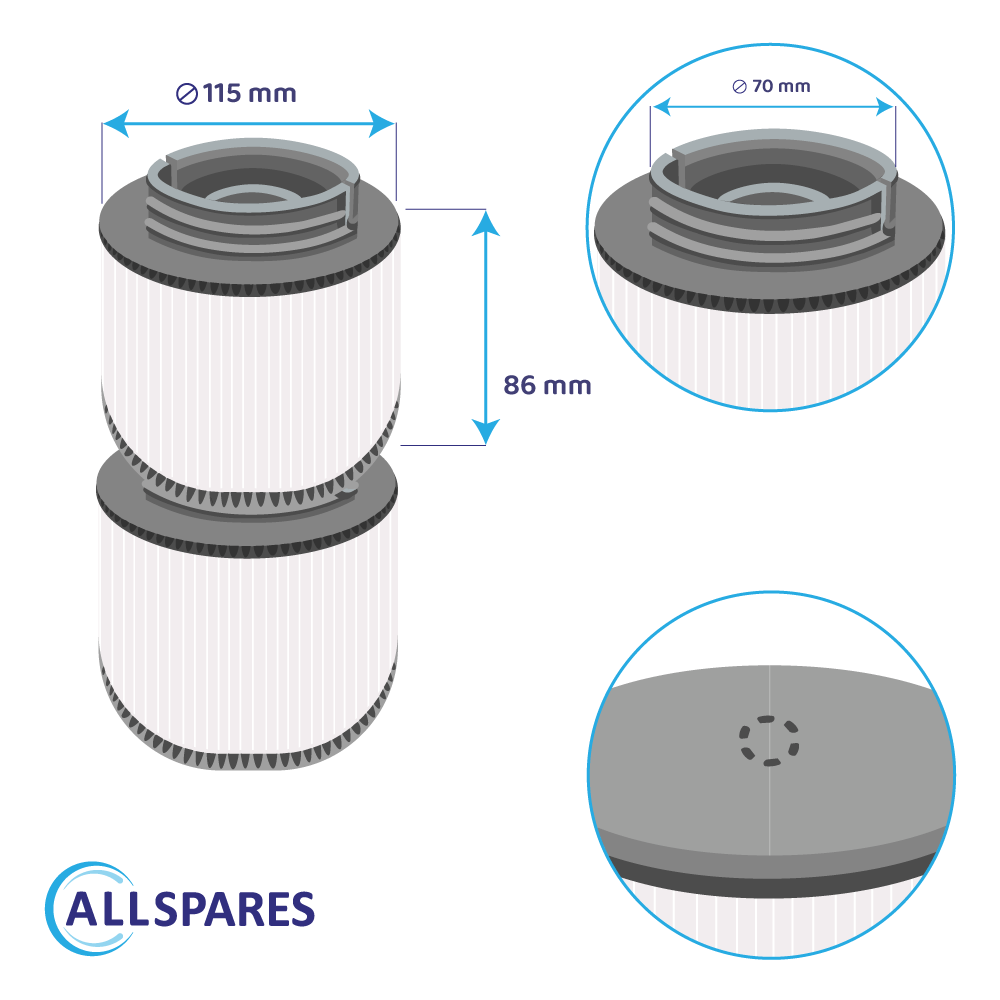 Filtro a cartuccia per minipiscina (2 pz.) MSpa compatibile con SC802 / 40104 con portafiltro