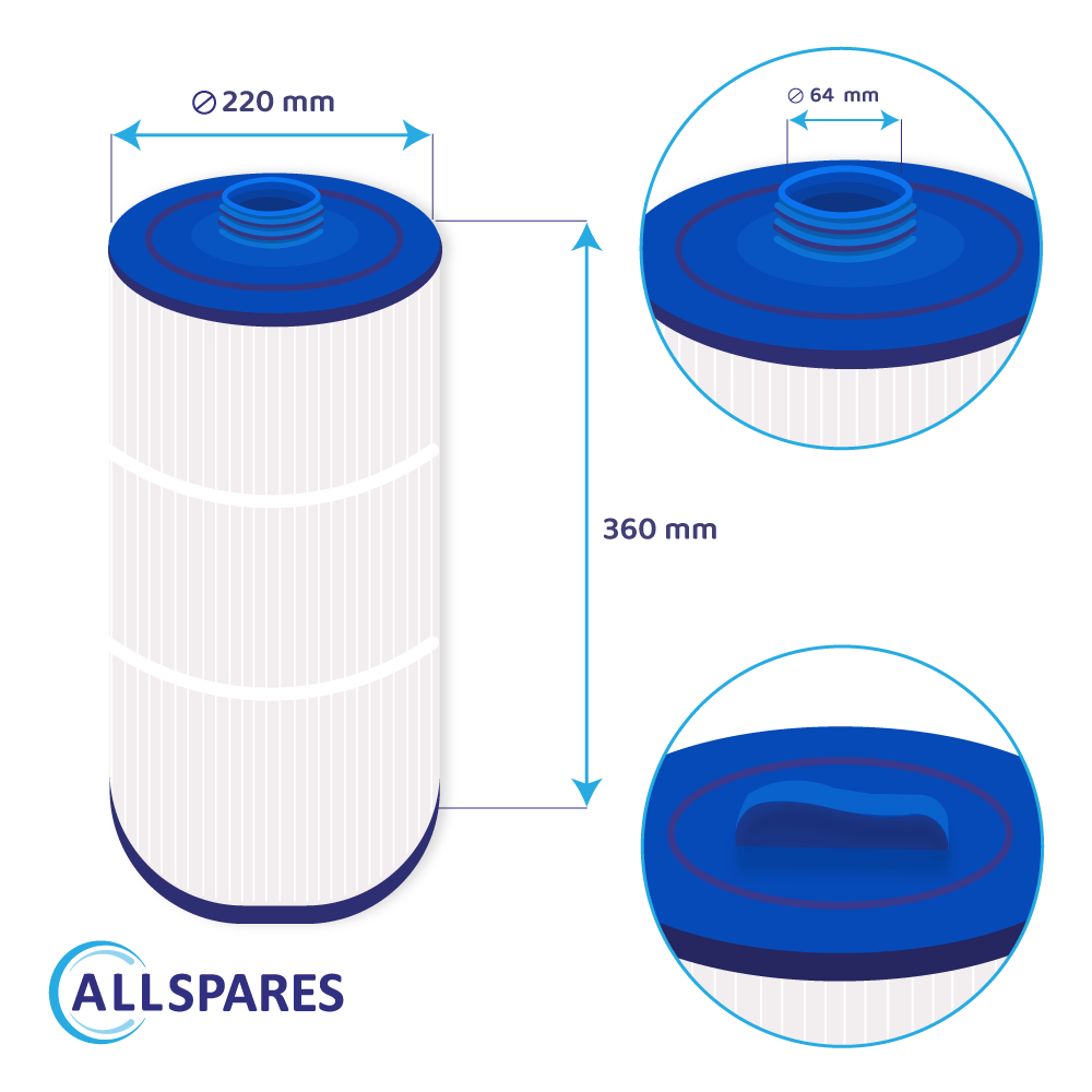 Filtro a cartuccia per minipiscina compatibile con Sundance MicroClean 6540-501 / 80801 / SC722