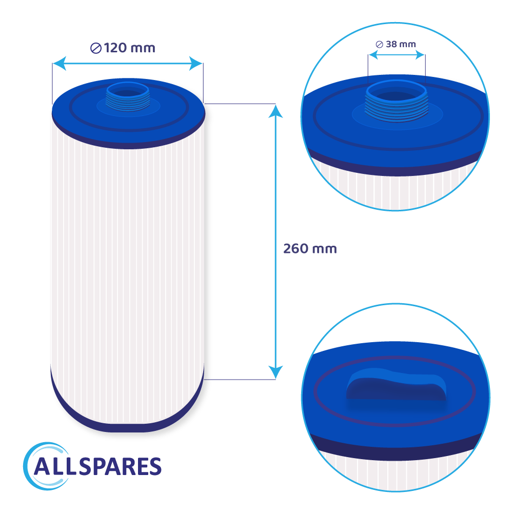 Filtro a cartuccia per minipiscina compatibile con PGS25P4 / 20254-238 / SC717 / 40260 / 4CH-24