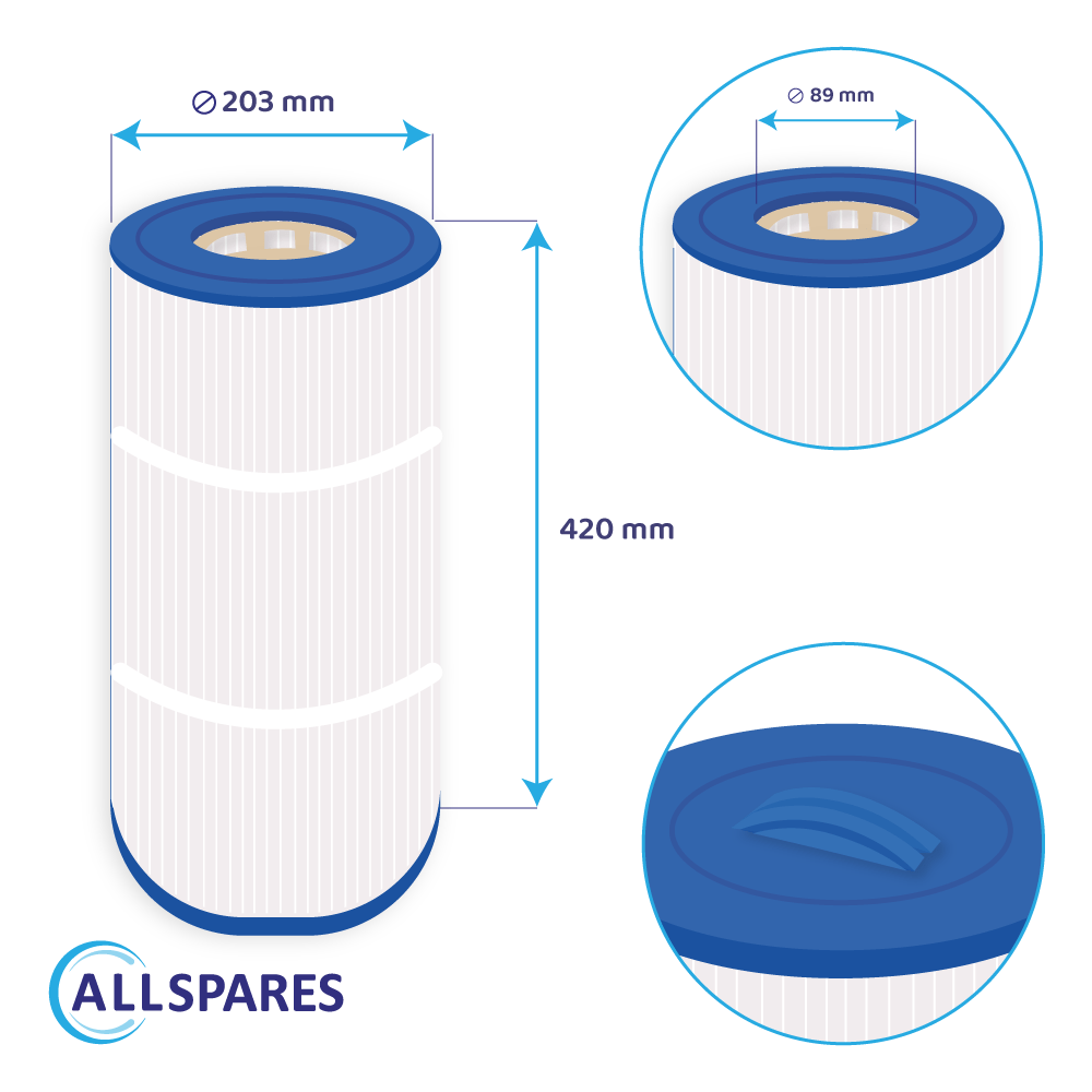Filtro a cartuccia per minipiscina compatibile con Caldera 100 / PCD100W / C-8399 / SC775