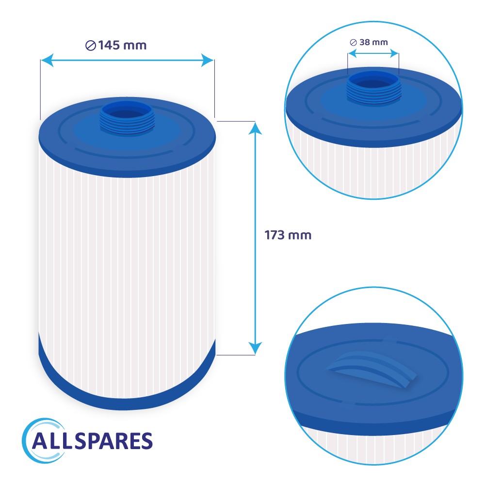Filtro a cartuccia per minipiscina compatibile con Wellis AKU1610 / PWL25P4 / SC809 / AM00243