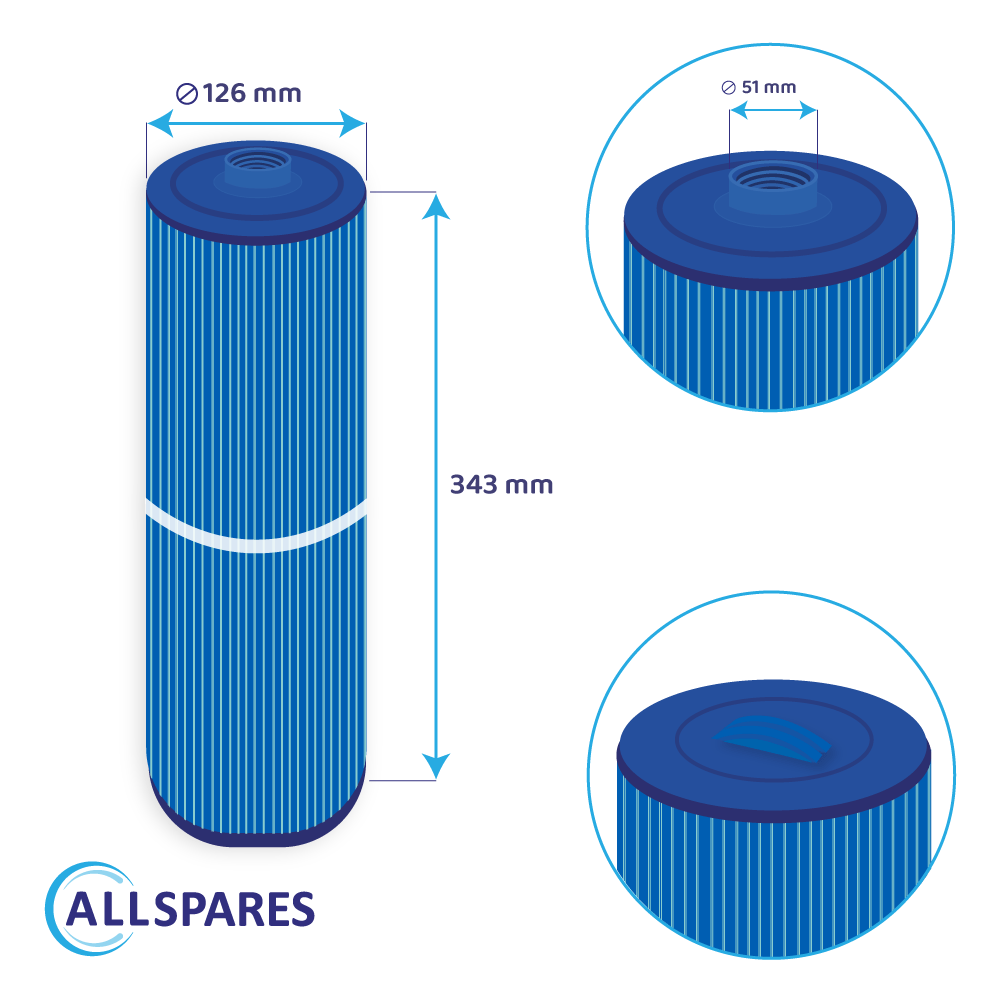 Filtro a cartuccia per minipiscina compatibile con PWW50L-M / 4CH-949AM / 40508 / SC757 (antibatterico)
