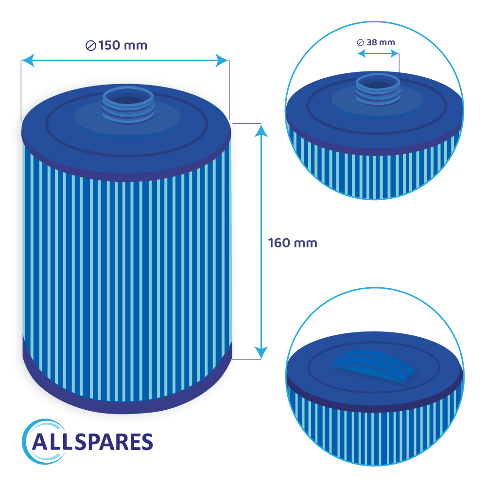 Filtro a cartuccia per minipiscina compatibile con Toronto CD18M / SC846 / 50171 (antibatterico)