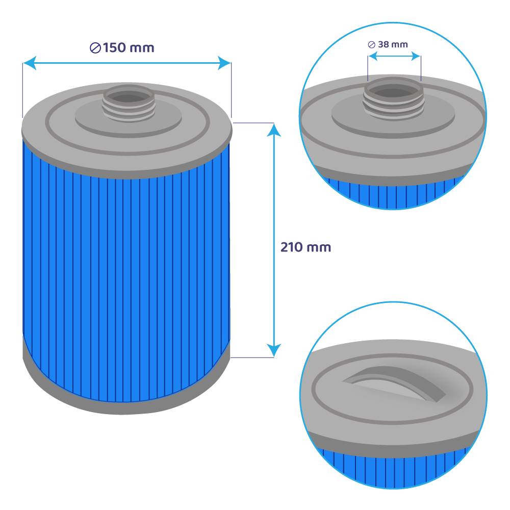 Filtro a cartuccia per minipiscina SC714-S / 60401M (antibatterico)