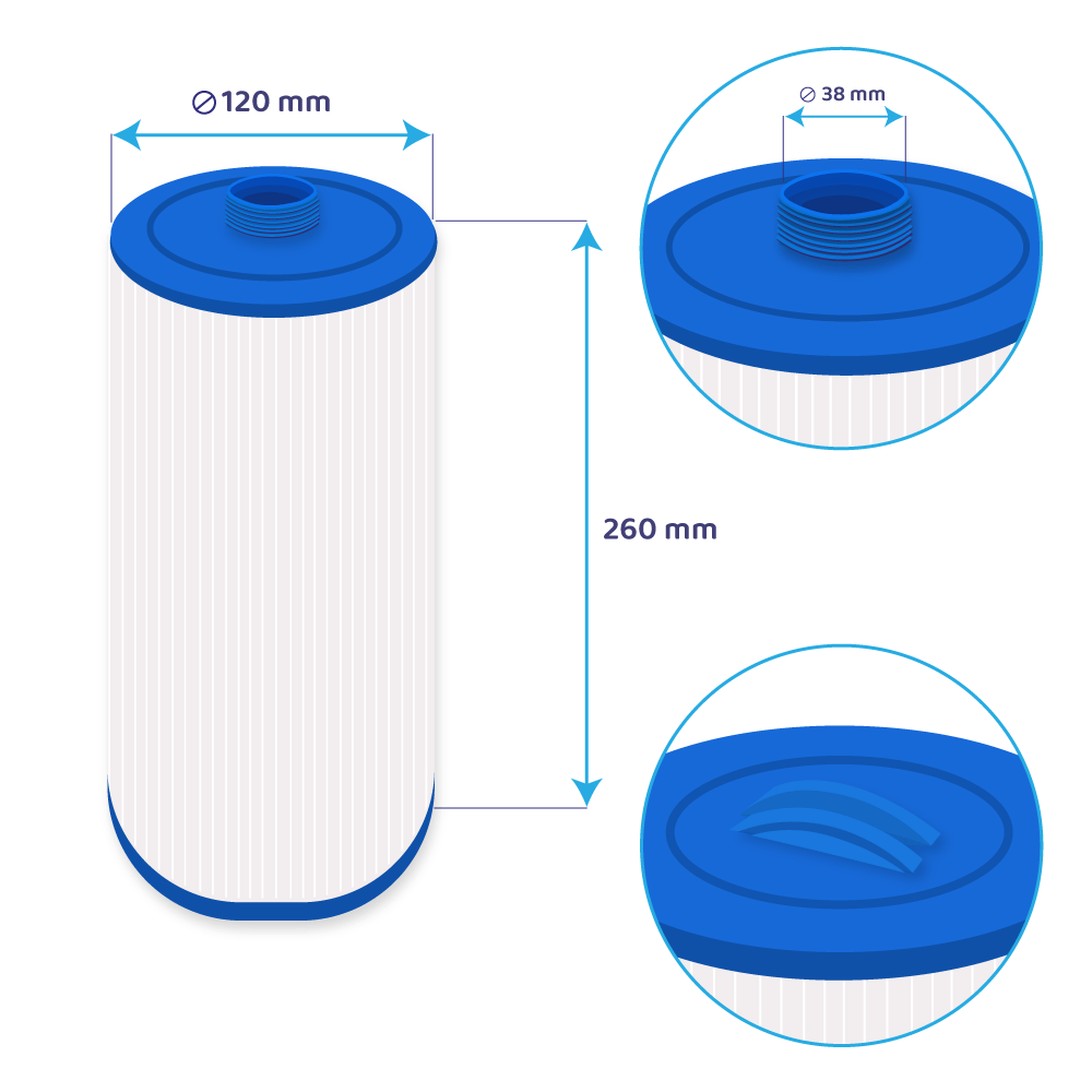 Filtro a cartuccia per minipiscina 20254-238 / PGS25P4 / 4CH-24 / 40260 / SC717
