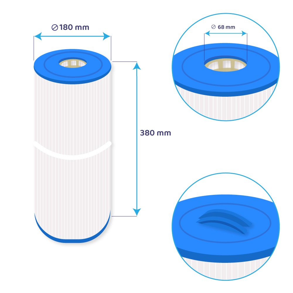 Filtro a cartuccia per minipiscina Caldera 75 / PCD75N / C-7375 / 77515 / SC787
