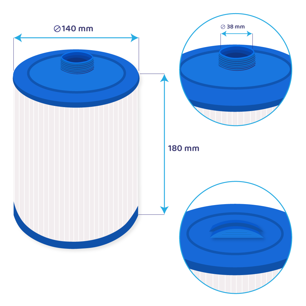 Filtro a cartuccia per minipiscina Wellis AKU1610 / AM00423 / PWL25P4 / 50653 / SC809