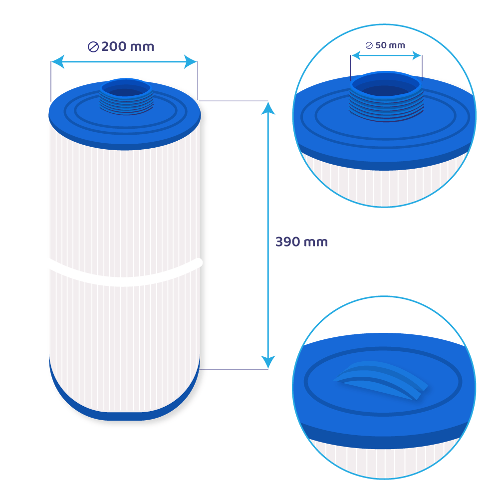 Filtro a cartuccia per minipiscina Jacuzzi J-200 serie / 2540381J / 8CH-102 / SC813