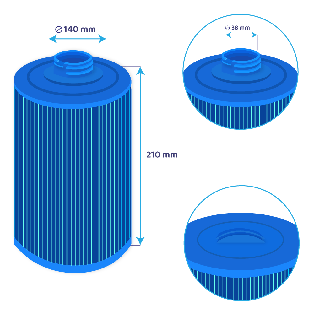 Filtro a cartuccia per minipiscina compatibile con Riptide 50282M / SC864-S (antibatterico)