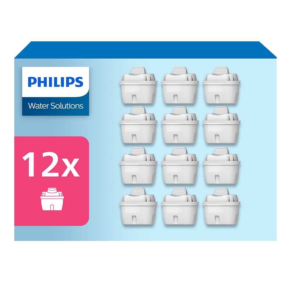 Philips Filtro acqua Micro X-Clean 12-pack (filtra PFAS) compatibile con BRITA Maxtra+