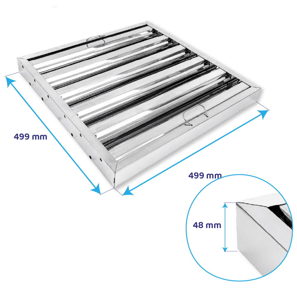 Filtro a labirinto in acciaio inox 499x499x48mm Tipo B – antigrasso a lamelle per cappa aspirante professionale