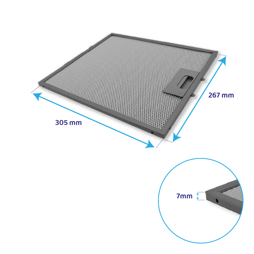 Filtro metallico antigrasso 305x267mm compatibile con Elica GRI0009219A