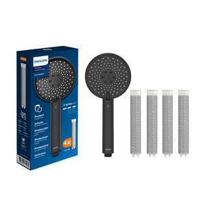 Philips Soffione doccia Nero + 4 Filtri di ricambio
