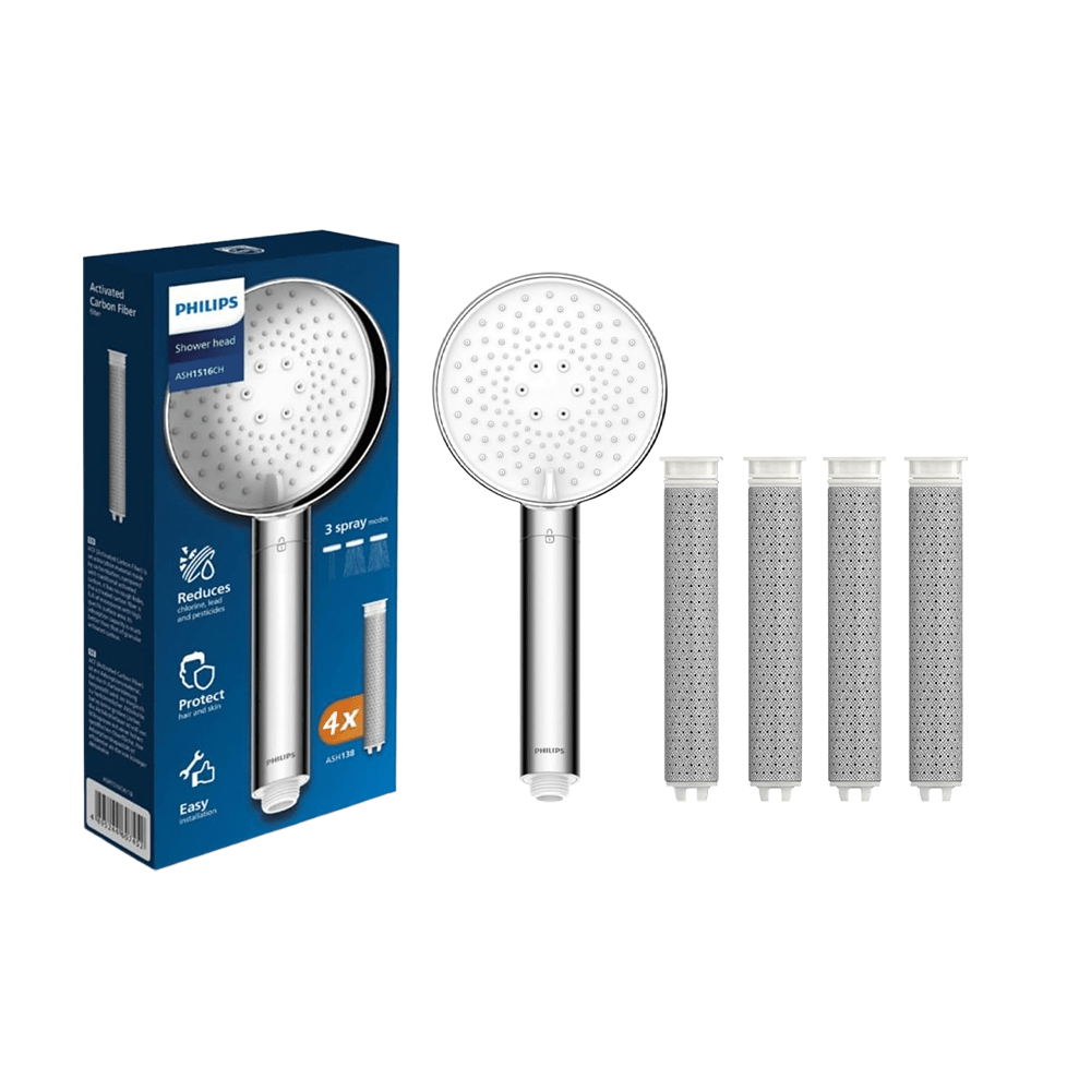 Philips soffione per doccia con 4 filtri di ricambio AS-ASH1516CHASH138-SET