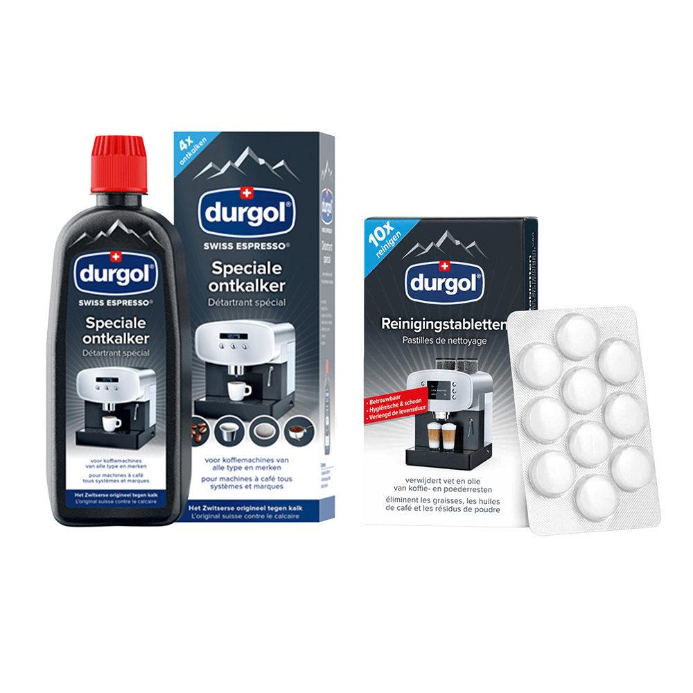Durgol kit manutenzione – Decalcificante (500ml) + Pastiglie per la pulizia (10x1,6gr)